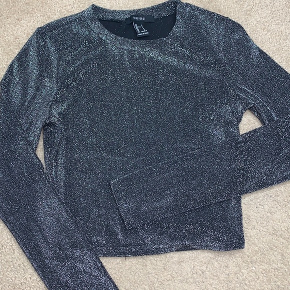 Glittery long sleeve crop top - Picture 1 of 4